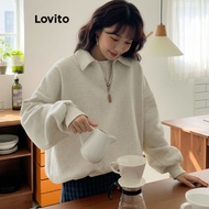 Lovito Women's Casual Plain Zipper Sweatshirt for Spring/Summer L102AD477