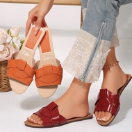 selipar perempuan selipar perempuan murah cantik ♣Cross Strap Flat Outer Wear Slippers➳
