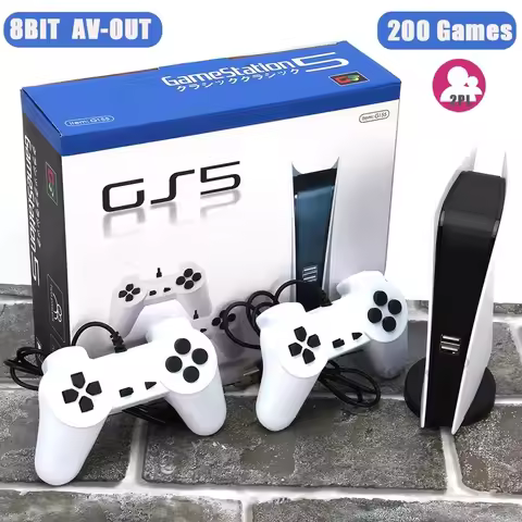 GS5 8 Bit Retro Video Game Player 200 Classic Games USB Wired Handheld Console with AV Output