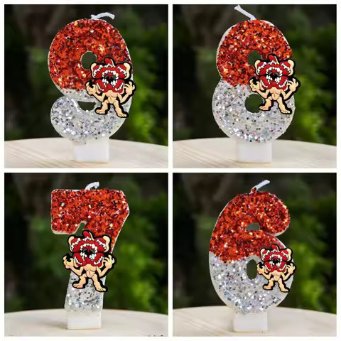 Stranger Eleven Robin Barb Steve Dustin Theme Candles 0-9 Number Cake Decorating Birthday Party Cake