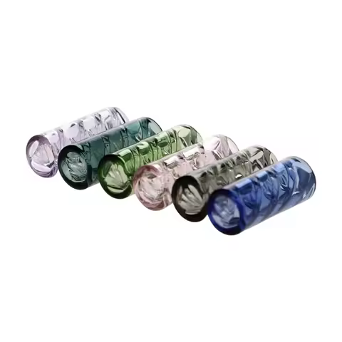 5Pcs D12XH30mm Inner Triangular Stripe Mini Glass Cigaret Filter Tips Round Mouth for Dry Herb Rolli