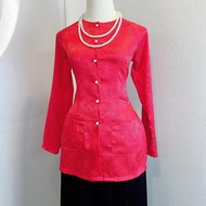 B.A107 Ba Ba Brocade Set with Pockets Long Sleeves Round Neck Chrysanthemum