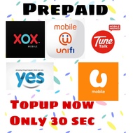 RM30 TUNETALK/XOX/UMOBILE/UNIFI/YES PREPAID INSTANT DIRECT TOPUP MURAH MURAH