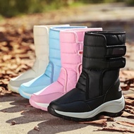 Women's Snow Boots Flat Mid-tube Waterproof Zippered Cotton Shoes Cross-border 2024 K7QC