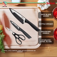 Tefal K221S344 Collection 3 Pieces Stainless Steel Knife Set (Paring 9cm + Chef 15cm + Scissor) Set 