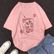 Cartoon Peach Juice Japanses Aesthetic Grunge T shirt Women Harajuku Cute Kawaii Pink Summer Casual 