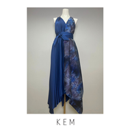 Kemissara Eva dress Thai silk tie dye Blue/Midnight Blue (E10)