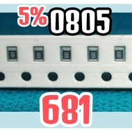 10pcs Chip resistor smd 681 680R 5% size 2012 0805 680 ohm 680ohm