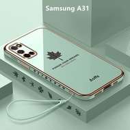 Casing Samsung A31 Case Maple Leaves Plating Cover Soft TPU Phone Case Samsung Galaxy A31