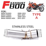 For BMW F800GS F650GS F700GS F800GT Exhaust Pipe Motorcycle Mid Link Tube Slip On 51mm Mufflers with