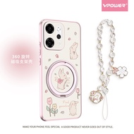 เคสโทรศัพท์มือถือ OPPO Reno14 pro รุ่นใหม่ปี 2025 แบบหมุนได้พร้อมสายรัดน่ารัก บางเฉียบ ป้องกันเลนส์ 