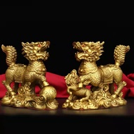Pure Copper Playing Beads Kirin Ornaments A Pair of Gossip Kirin Home Wine Cabinet Store Desktop Dec