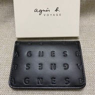 全新 agnes b 黑色 壓紋 Logo 照片層 牛皮 名片夾 信用卡夾 卡包 卡套 卡片夾 證件夾 正品 薄型 特價