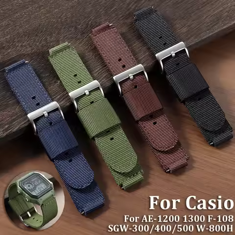 Canvas Nylon Watch Band Quick Release 16mm 18mm for Casio AE-1200 1300 F-108 SGW-300/400/500 W-800H 