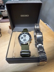 seiko 熊貓 中古表 chronograph 黑白石英表 sks201p1