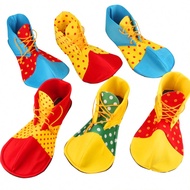Polka Dot Color Blocking Clown Shoes, Multi Colored Y2K Millennium Style Halloween Party Shoes, Hall