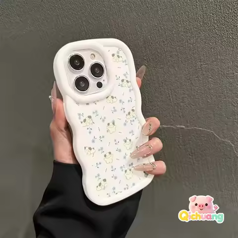 Flowers 3D Wave Cute Dog Phone CaseFor Infinix Hot 60 60i 50 50i 40 40i Pro Plus 30i 20i 12i 11 10 L