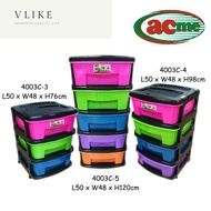 ACME Plastic Drawer / Cabinet / Storage Cabinet Multi Color 4003C-3 4003C-4 4003C-5 (3 Tier / 4 Tier / 5 Tier)ACME塑料抽屉/柜