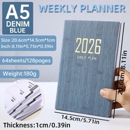 2026 A5 Weekly Planner - PU Leather 64 Sheets365-Day Organizer for School & Office