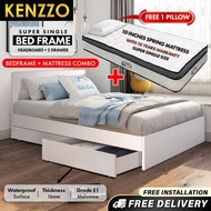 Free Installation ! Kenzzo: Super single bed frame with mattress/super single bed frame/bed frame + 
