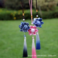 Yunnnan Dali Handmade Tie-Dye Blue-Dye Fabric Flower Tassel Car Bag Hanging Ethnic Style Car Pendant