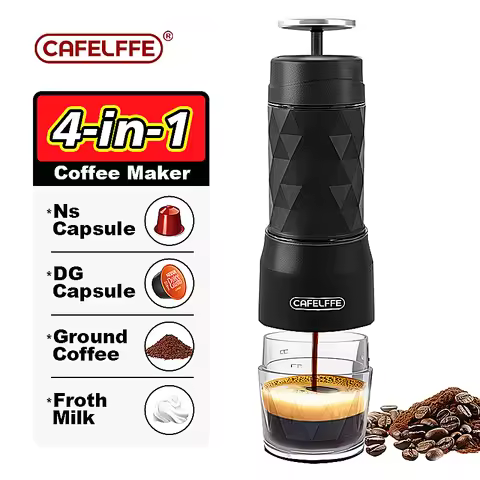 Cafelffe Portable Coffee Machine Manual Espresso Maker For Capsule & Ground Milk Froth Hand Press Br