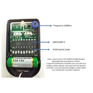 ❁№❃Autogate Door Wireless Remote Control 330Mhz DIP Switch Auto Gate Controller (Battery included)