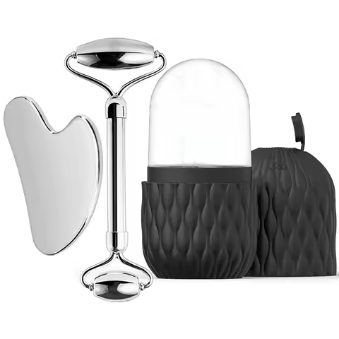 1/3pcs Ice Face Roller Facial Skincare Ice Roller Stainless Steel Facial Roller Gua Sha Tool Reusabl