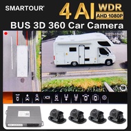 SMARTOUR 4K AI Truck 4-way panoramic recorder Car Parking Panoramic View Rearview 360 Degree 4K 1080