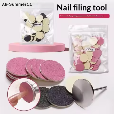 γA1γ50/Pcs White Sanding Paper Pedicure Foot Care Tools 15mm 20mm 25mm 35mm Nail Drill Bit Disk Disc