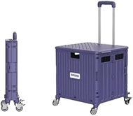 Foldable Shopping Trolley Cart 65L Large Grocery Portable Plastic Folding Shopping Cart (B: 4-Wheel 