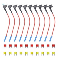 Vonl 10Pcs Car Fuse Holder with 10Amp 20A Standard Low Profile Fuse Standard Auto Fuse Stand Fuses A