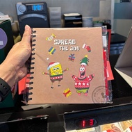 Starbucks Spongebob Squarepants & Patrick Notebook Craft Paper Blank 2025 Agenda Book Holiday Pen Bo
