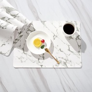 ☂Marble Pattern Table Mat☂ Nordic Imitation Marbling Dining Table Cushion Soft glasspvcWaterproof and Oil-Proof No Washing Heat resistance bowl mat Tea table cloth Household