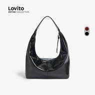 (lovito Refine) Casual Simple Top Handle Tote Bag for Women LR25E076 (Lovito Refine) Beg Tote Mudah 