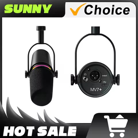 MV7+ Dynamic Podcast Microphone with Voice Isolation Technology and LED Panel for Streaming and Podc