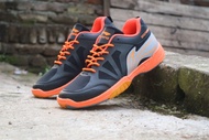 sepatu badminton lining saga lite2 hitam orange premium/sepatu olahraga pria