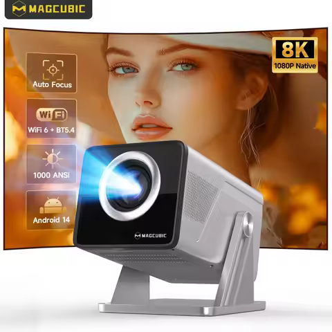Magcubic Auto Focus Android 14 8K Support 1000ANSI Projector Native 1080P Wifi6 BT5.4 Allwinner H726