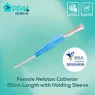 M|Device Female Nelaton Catheter 20cm Length with Holding Sleeve [12Fr and 14Fr]