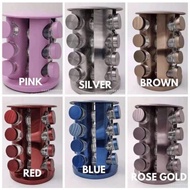 16 pcs Stainless Steel Glass Seasoning Bottle Rack👉🏻DM STOCK B4 PAYMENT YA