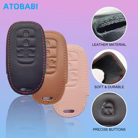 Leather Car Key Cover Bag For Honda N-BOX Custom JF5 JF6 NBOX New Stepwagon Vezel Civic ZR-V Odyssey