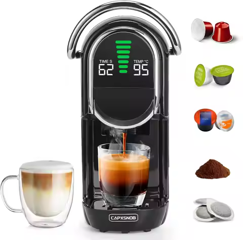 Magician1 Mini Espresso Machine for Nespresso Original, Dolce Gusto, Lavazza Blue, ESE Pods, 19-Bar 
