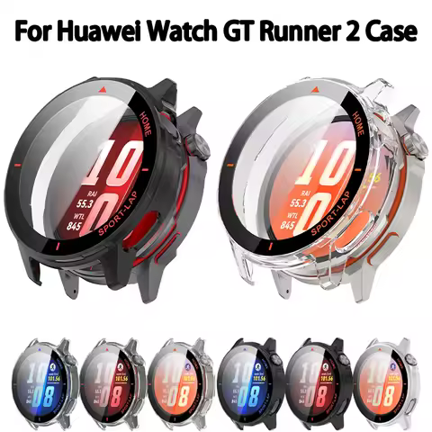 PC Case＋HD Glass For Huawei Watch GT Runner 2 Shell-membrane integrated anti-falling protective shel