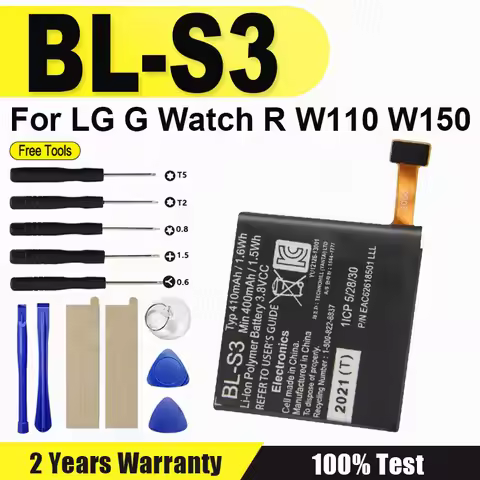 BL-S3 Latest Replacement Battery For LG G Watch R W110 W150 Watch Battery 410mAh + Free Tools
