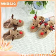 [fricese.sg] Women Christmas Elk House Slippers Cozy Home Cotton Shoes for Winter Home Indoor