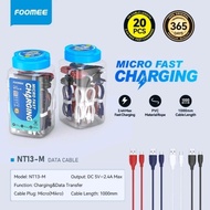 FOOMEE NT13 KABEL DATA MICR /TYPE-C/LIGHTNING 1 TOPLES ISI 20 PCS 2.4A 1M DATA CABLE FAST CHARGING