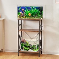 LAQUAL 10 Gallon Fish Tank Stand with 3-Tier Storage Shelve, Double Aquarium Stand for 10&amp;5 Gal Fish Tank, Heavy Metal Stand with Stable Structure, Adjustable Table Feet&amp;Anti-tilt Device -Rustic Brown