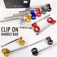 [ CLIP ON HANDLE BAR FULL CNC 47MM DIAMETER FRONT FORK ] YAMAHA MT15 V1 R15 V3 R15M V4 R25 V2 V3 DAM