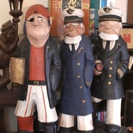 日本 昭和 手雕 手繪 船長 船員 木雕 擺飾 公仔 古物 老物 大型
