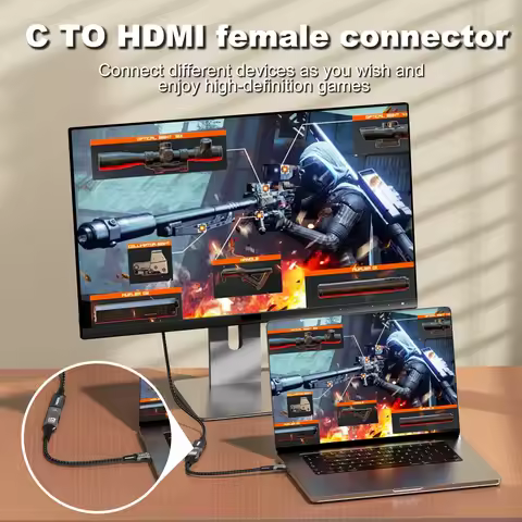 8K@60Hz USB C to HDMI Cable 4K@144Hz 2K@240 Hz Type C to HDMI 2.1 Cord Support Thunderbolt 3/4 Compa